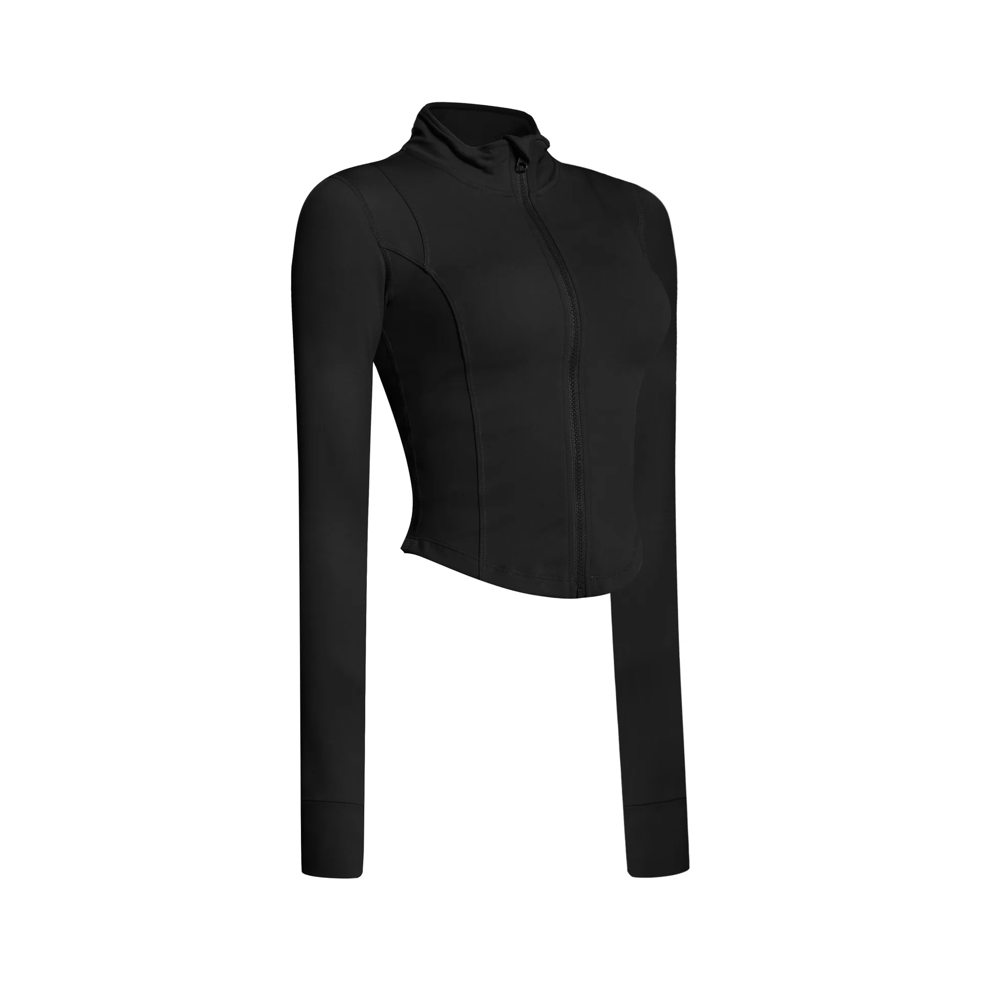 Antibom Autumn Winter Women's Yoga Jacket Zipper Fitness Slim Sport Coats Quick Dry Jogging Exercise Crop Top Thumb Hole