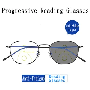 Ульсветильник фотохромные прогрессивные очки для чтения для мужчин и женщин, полная оправа, анти-голубые компьютерные очки с мультифокусом от 1,0 до 4.