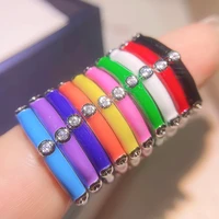2021 new trend fashion ring for women handmade enamel colorful rainbow eternity stackable wedding party jewelry wholesale