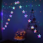 Рождественская светодиодная гирлянда в виде звезд, 220 В, ЕС110 В, США, Сказочная Гирлянда-занавеска, гирлянда для вечеринки, дома, украшение на Новый год и свадьбу