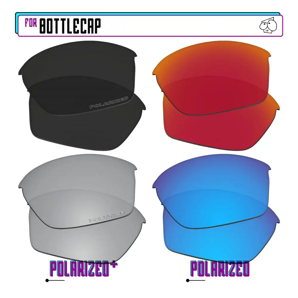 EZReplace Polarized Replacement Lenses for - Oakley Bottlecap Sunglasses - BkSrP Plus-RedBlueP