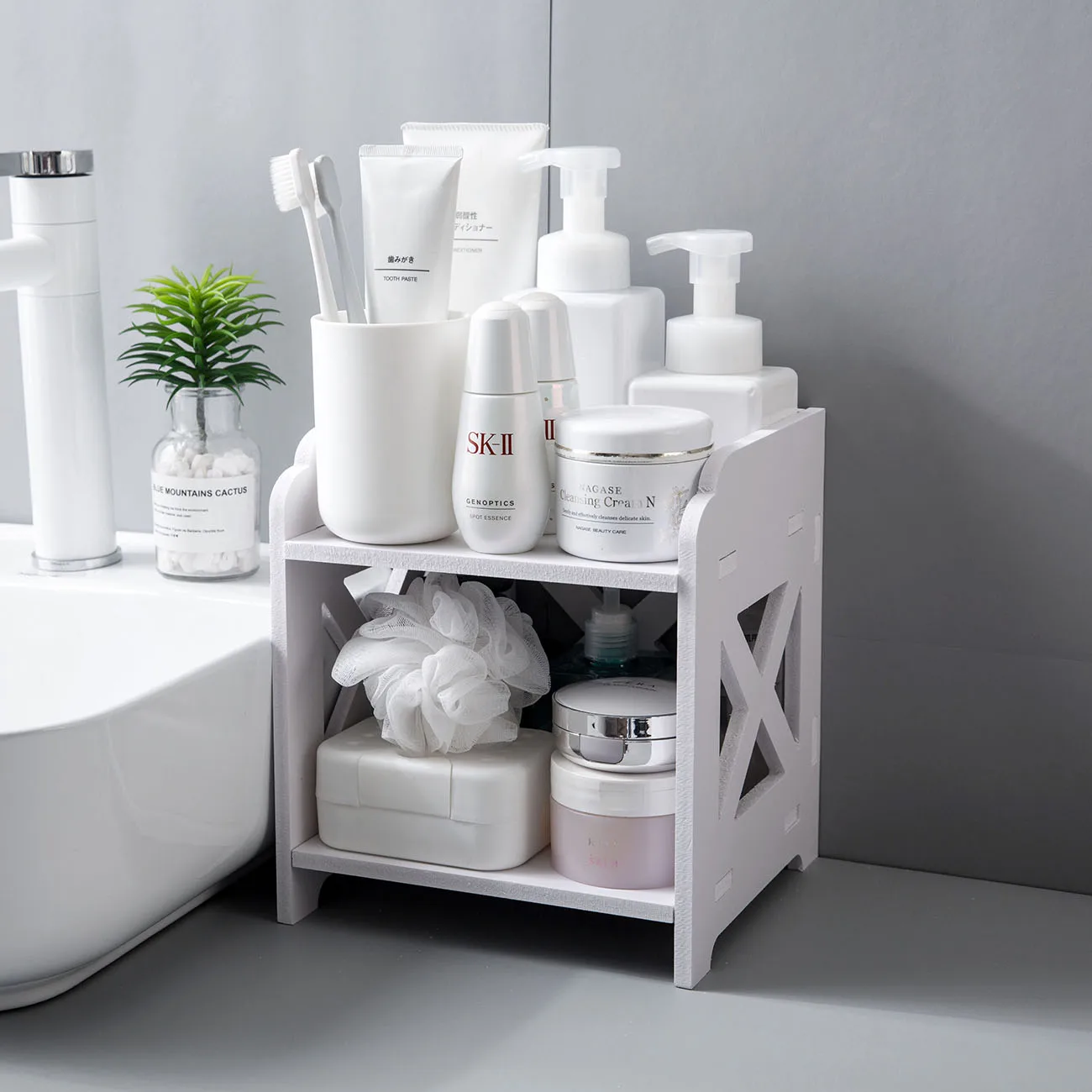 OTHERHOUSE деревянная настольная полка для ванной, стеллаж для хранения, полки, органайзер для макияжа, настольный держатель для мелочей, кухонная стойка для специй, Органайзер