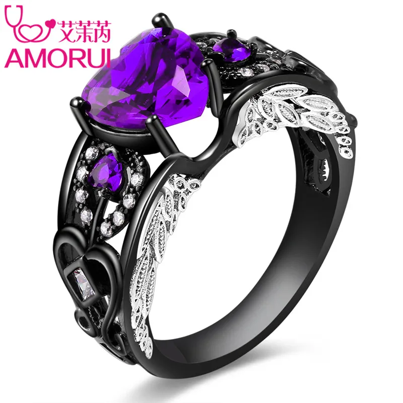 AMORUI Крылья Ангела Кольцо из белого золота для дам/Женская мода AAA Циркон Камень