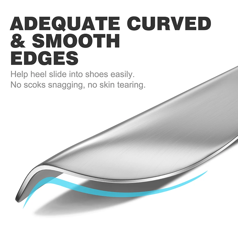 ZOMAKE Long Handle Shoe Horn Stainess Steel Shoe Spoon Set of 2. Travel SizeShoe With Leather Cover Shoe Horn Helper for Seniors