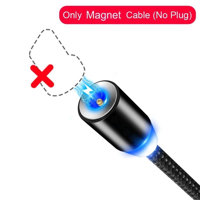 Oppselve Магнитный Micro USB кабель 2A Быстрая зарядка 1 м 2 м светодиодный Магнитный зарядный кабель для Xiaomi 4X huawei P8 Lite samsung - Цвет: Only Black Cable