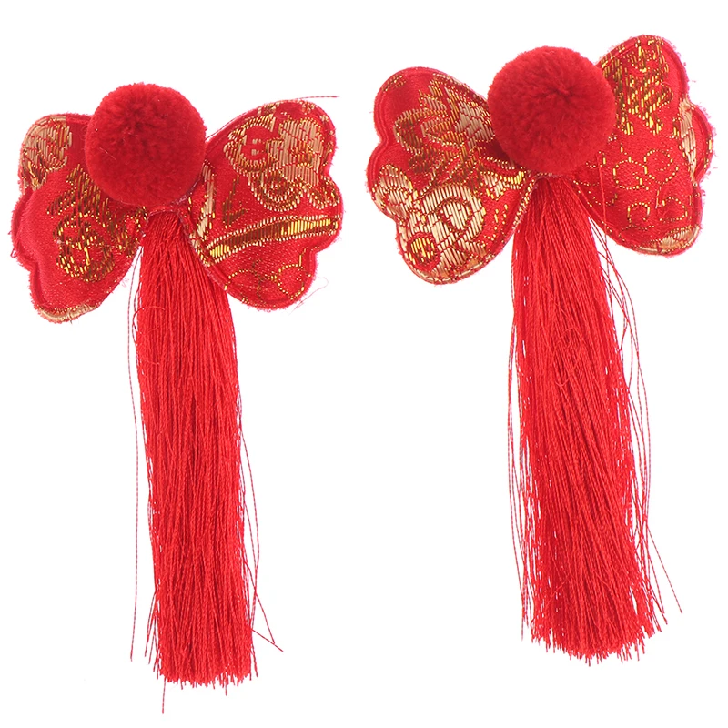 

2 шт./компл. китайский лук кисточки заколка для волос Модный комплект для маленьких девочек заколки для волос в традиционном китайском стиле...