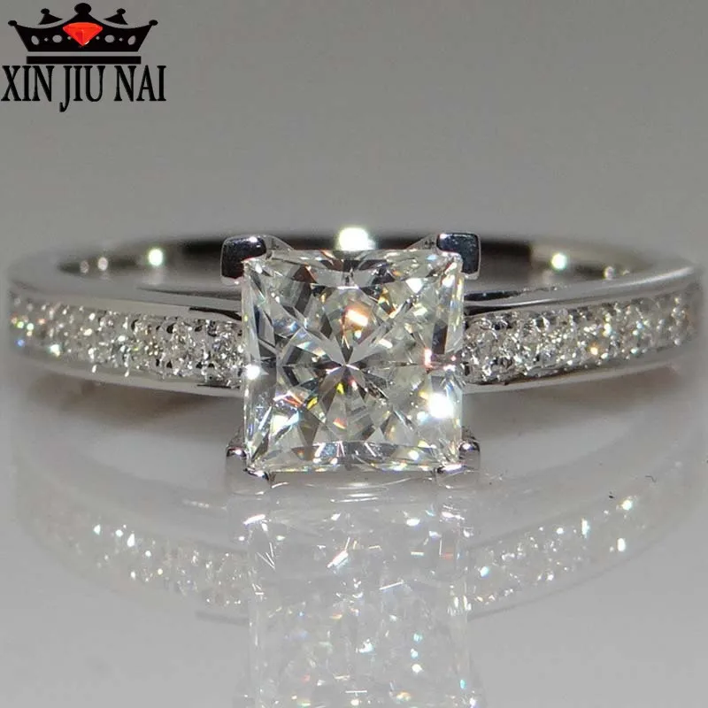 

925 sterling silver Princess Square Diamond Ring Four-claw Square Clark Diamond Ring Female Diamond Marriage personalized Ring