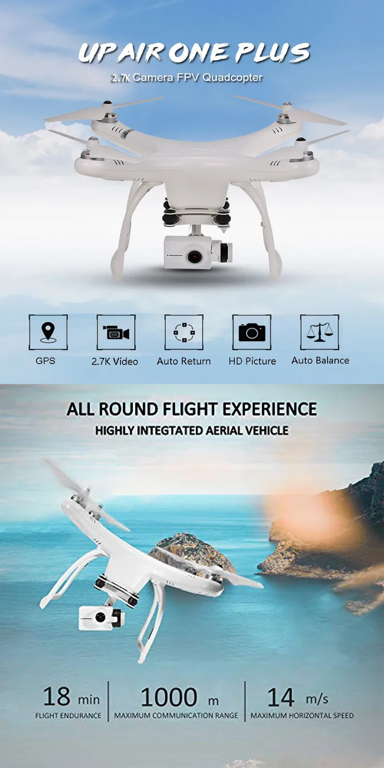 Up Air Upair One Plus APP управление wifi FPV с камерой 12 МП 2,7 K HD 2-Axel Gimbal RC Квадрокоптер RTF с режимом следования за мной