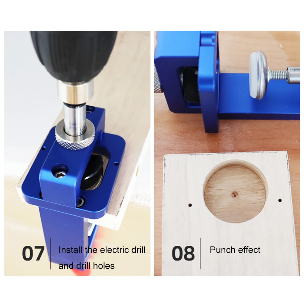 

Hole Drilling Guide Locator 35mm Door Cabinet Hinge Boring Jig Kit for Carpenter Woodworking Hole Puncher Drilling Guide Locator