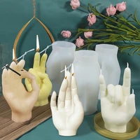 creative finger gesture candle wax silicon 3d soap mold cake decoration manual handmade resin clay plaster mould