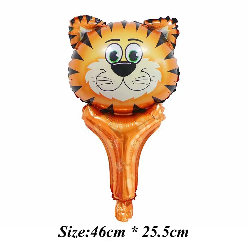50Pcs/Lot Handheld Animal Head Foil Balloons Tiger Lion Inflatable Air Ballon Jungle Birthday Party Decorations Kids Toys Globos - купить по