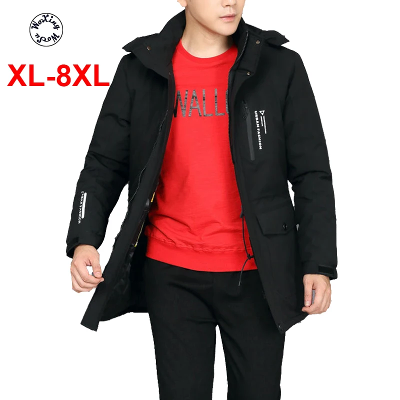 

Woxingwosu men's hooded parkas thickening down, cotton coat warm jacket size XL to 5xl 6xl 7xl 8xl
