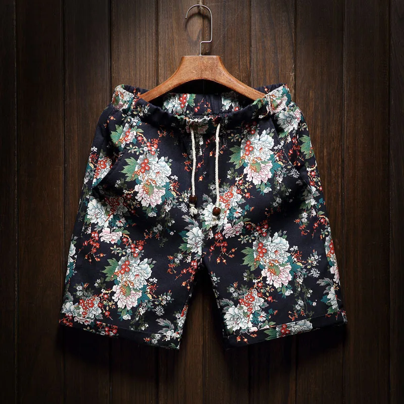 Летние мужские тонкие модные прямые льняные Бермуды Гавайские пляжные шорты с