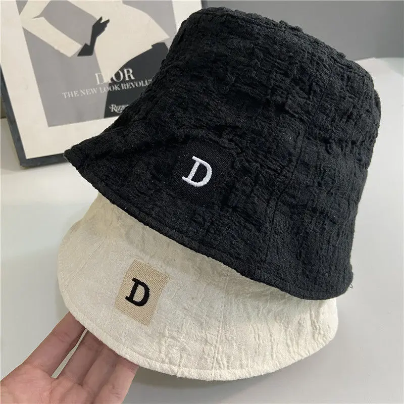 

Панама с вышивкой буквы D с маленькими полями женская, новинка 2021, весенне-летняя хлопковая кепка с УФ-защитой для двери