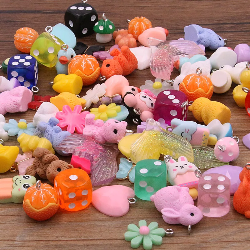 

10Pcs 26 Styles Mix Fruit Animals Flowers Sieve Resin Earring Charms Diy Findings Keychain Bracelets Pendant For Jewelry Making