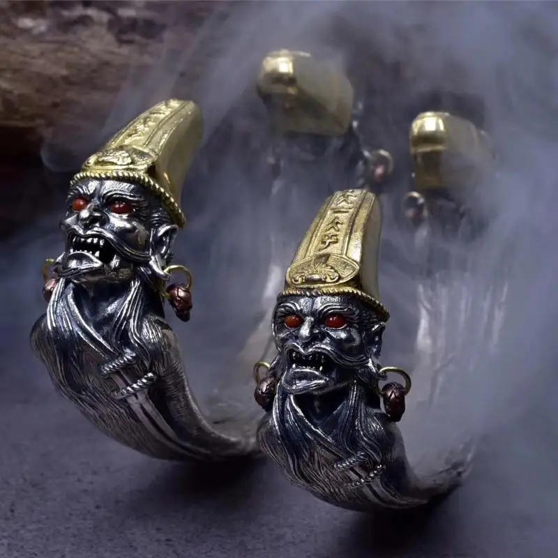 

Мужской браслет из серебра 925 пробы, черно-белый фигурный серебряный браслет, однотонный Ретро хипстер