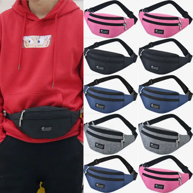 

New Fashion Men Women Waist Packs Solid Sport Travel Belt Zipper Waist Bag Crossbody Bag Hot Sale 2019