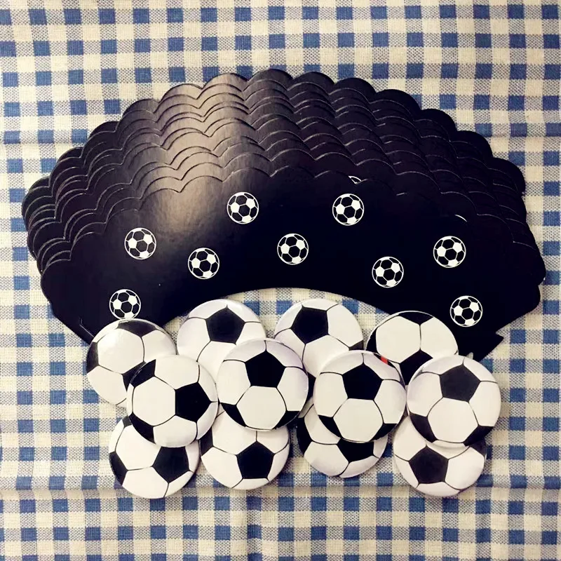24pcs wrappers Футбол посуда наборы Вечерние торжества детское украшение принадлежности салфетки флаги скатерть чашка бумажная тарелка день рождения - Цвет: 24pcs wrappers