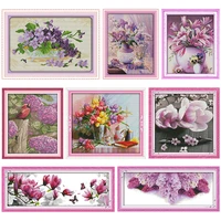 stamped canvas cross stitch embroidery needlework kits love of magnolias patterns handmade 11ct 14ct print counted fabric thread
