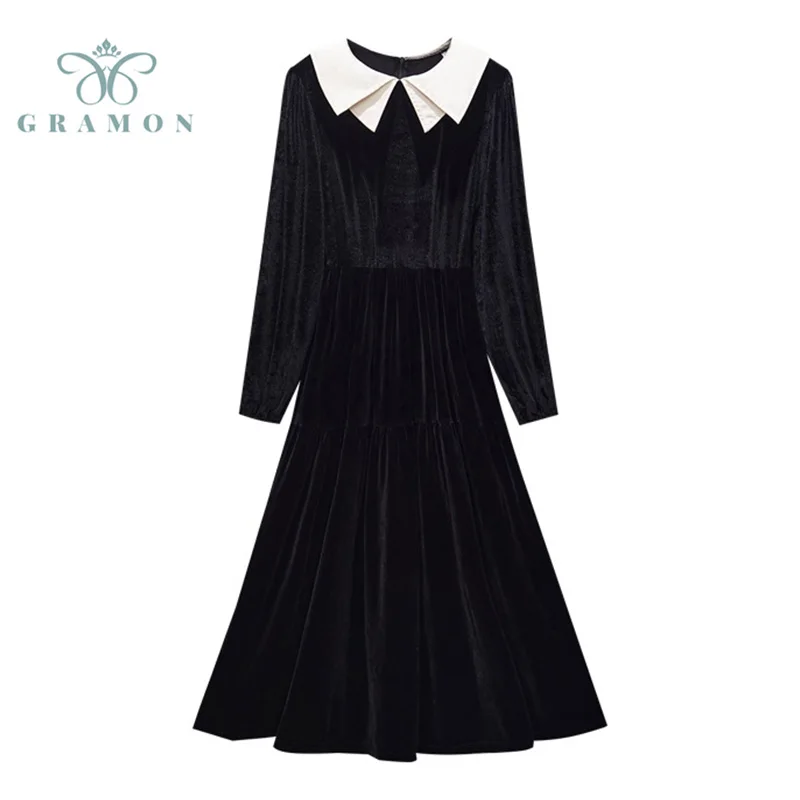 Женское винтажное бархатное платье в стиле Хепберн Осень-зима | Женская одежда