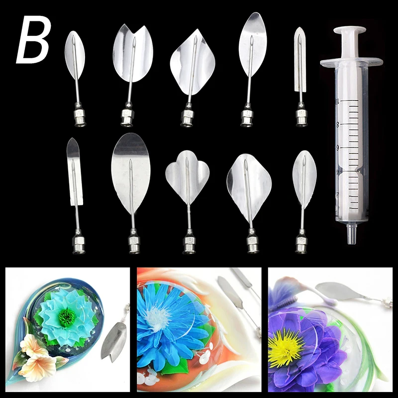 

3D Jelly Flower Art Needle Cake Decorating Needle Mouth Stainless Steel Pudding Cake Mold Nozzle Set Cake Decorating Tools