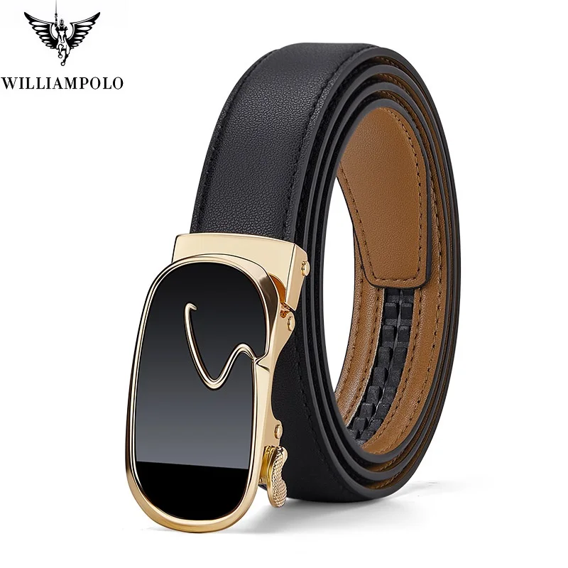 WILLIAMPOLO 2021 new style Genuine leather WoMen Belt Fashion alloy high quality luxury cowhide casual business Automatic Buckle