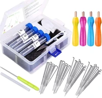 lmdz 4 sizes felting needle 51 pieces needle felting tool kit with colored wood handles awl storage box for needle felt