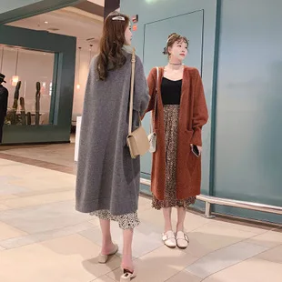 

Fall/winter women's mid-length coat fashion knit cardigan women's lazy V-neck sweater coat