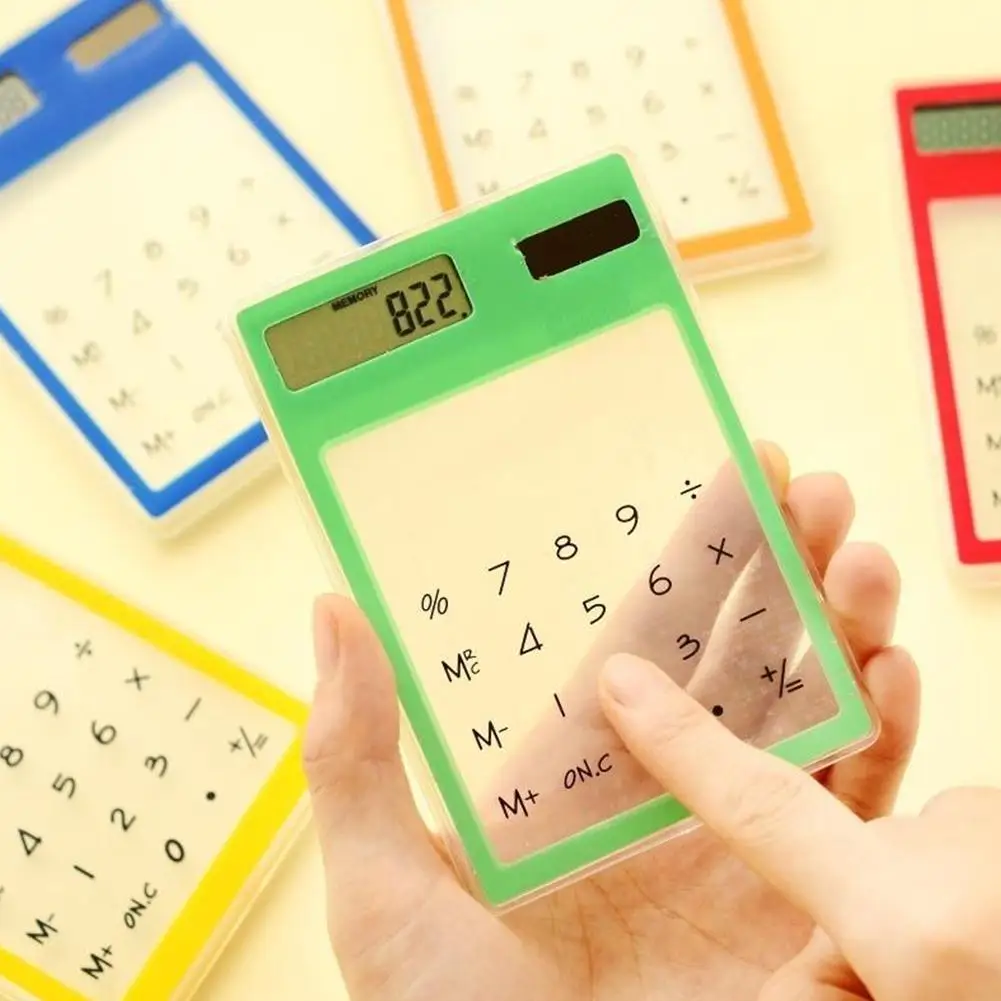 Ультра тонкий прозрачный калькулятор на солнечных батареях Kawaii lcd 8 цифр экран ясный научный калькулятор офисные канцелярские принадлежности