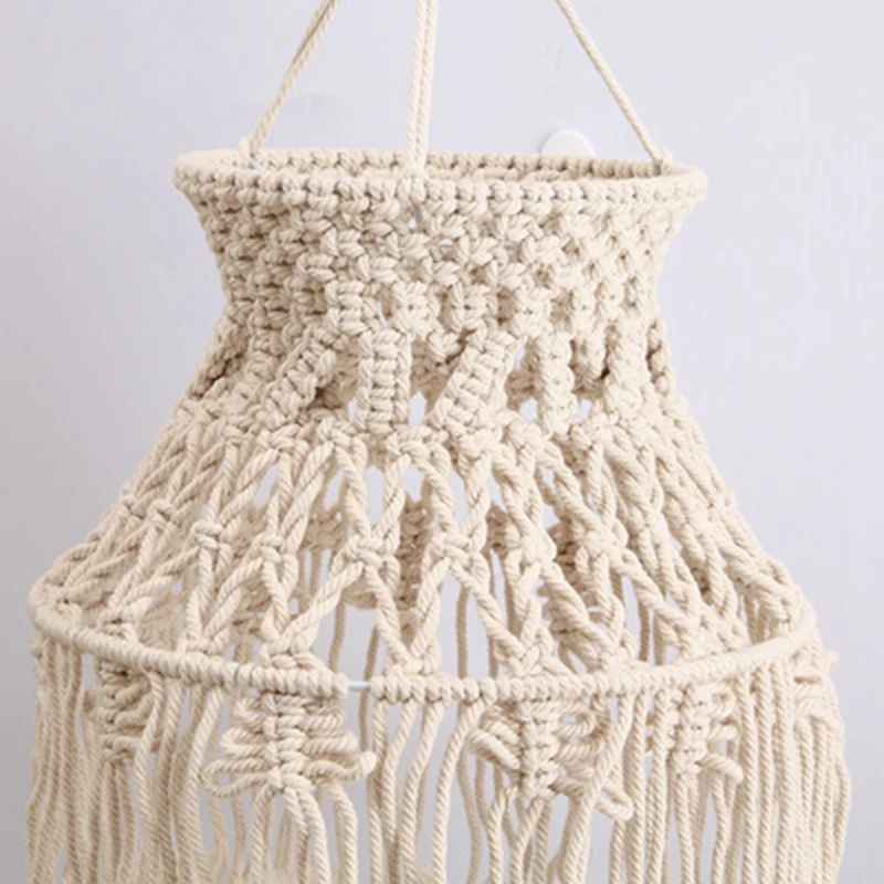 

Handmade Woven Lampshade Macrame Wall Hanging Lamp Coffee Restaurant Decoration Tapestry Lampshade for Home Decor