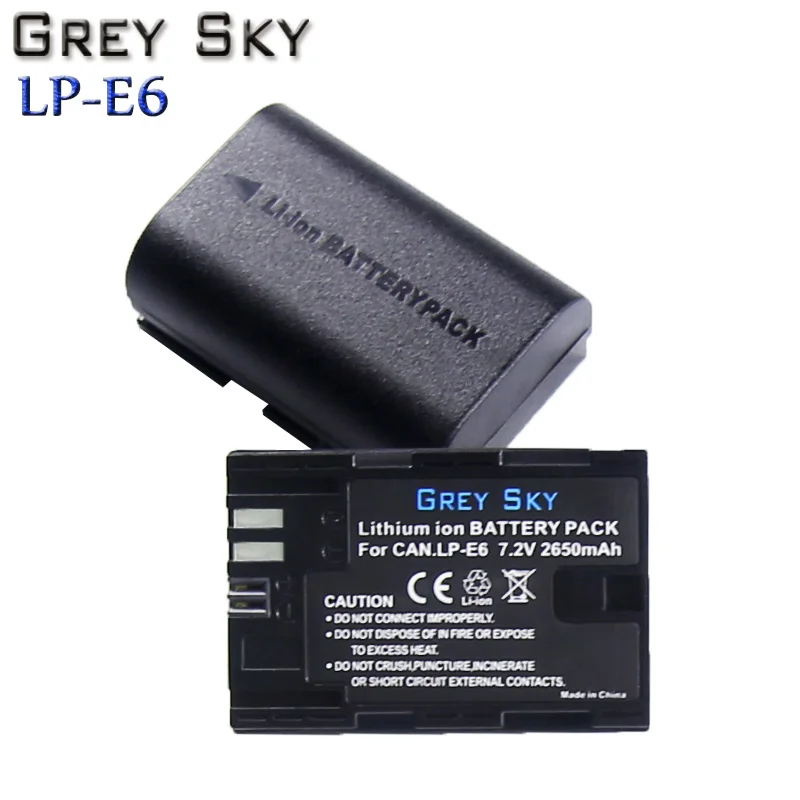 2 battery 2650mAh 7.2V LP-E6 LP E6 Battery+ USB LCD Charger For Canon EOS 5D4 5D3 60D 6D 7D 70D 80D 5DSR Camera - Цвет: 2 battery