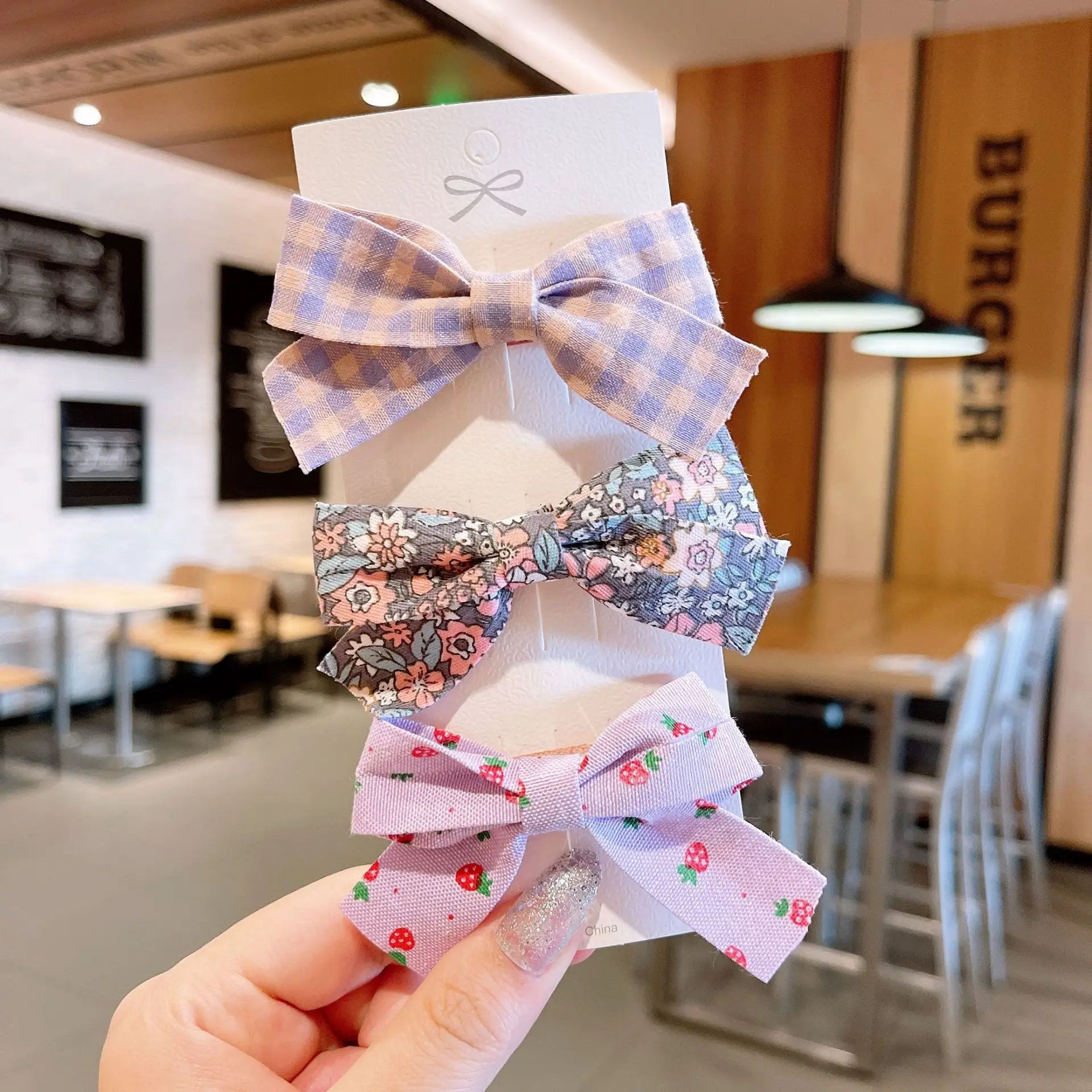 

3pcs/set Girls Cute Plaid Print Star Hairpins for Kids Children Sweet Headband Hair Clip Barrettes Fashion Bow Accessories New