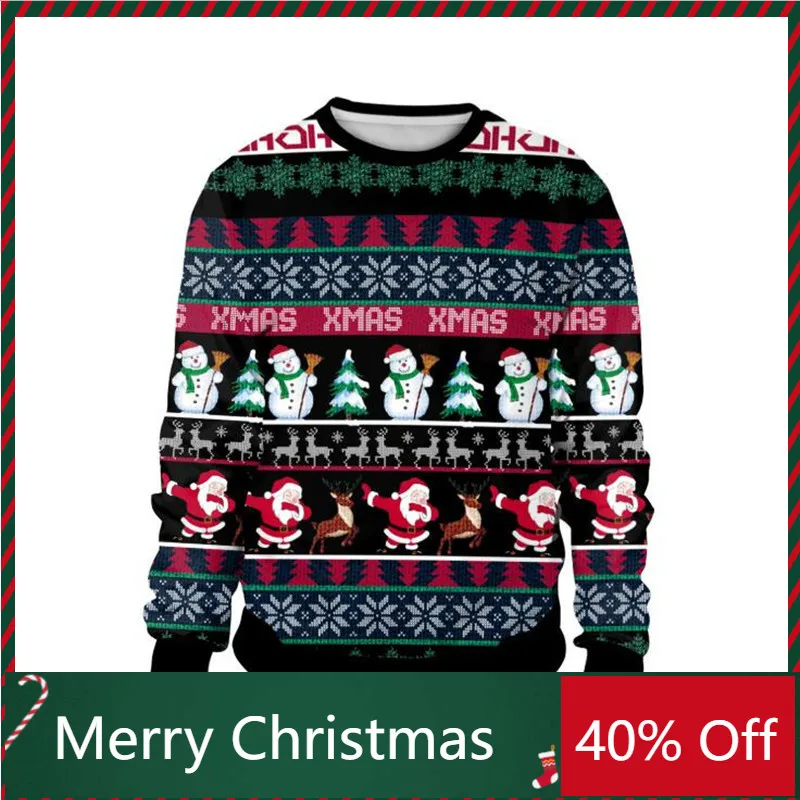 

Джемперы для мужчин и женщин, смешные парные 3D Джемперы со снеговиком, оленем, Санта, для праздника, вечеринки