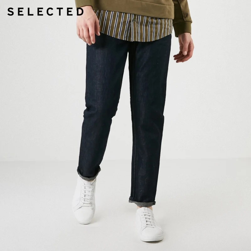 RAW DENIM Отборные мужские осенние и зимние хлопковые легкие Стрейчевые выцветающие джинсы прямого кроя C | 418432529 - Цвет: RAW DENIM