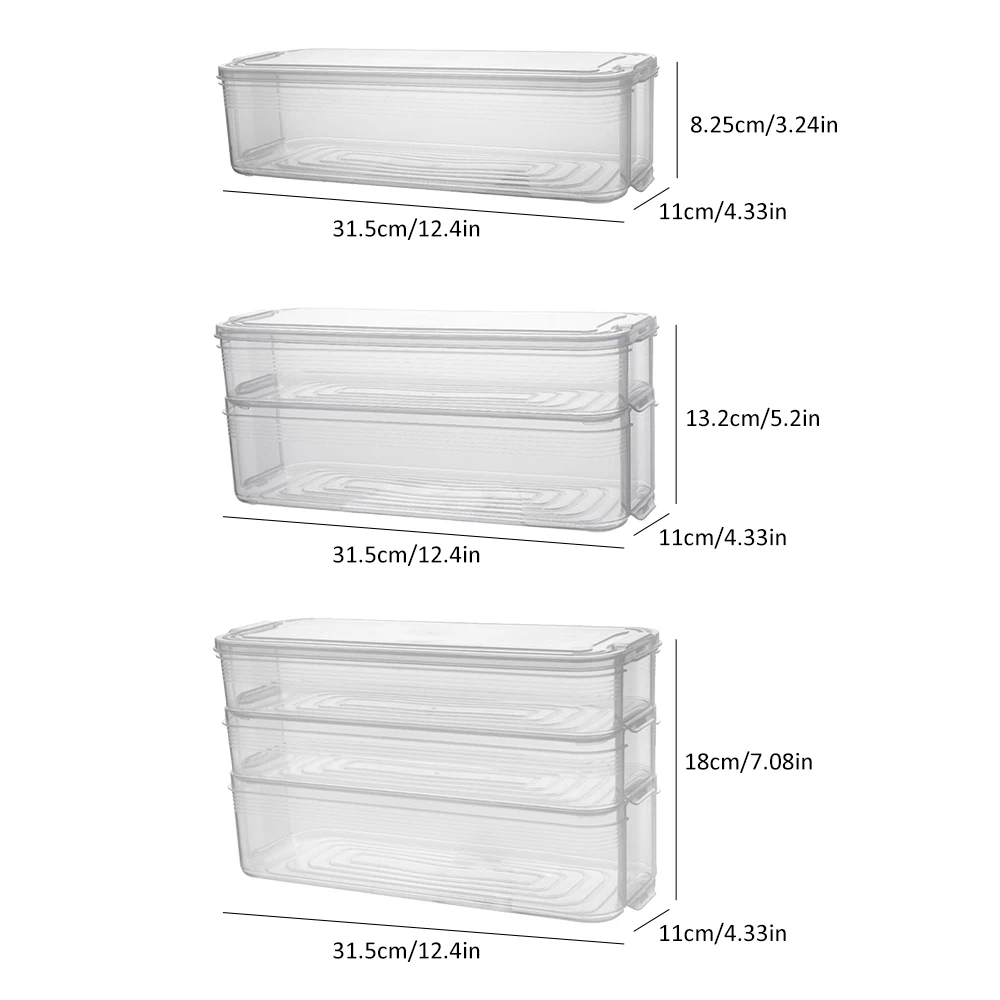 

Multi-Layer Refrigerator Organizer Bins Food Vegetables Fruits Fresh-Keeping Storage Box Stackable Fridge Food Storage Container