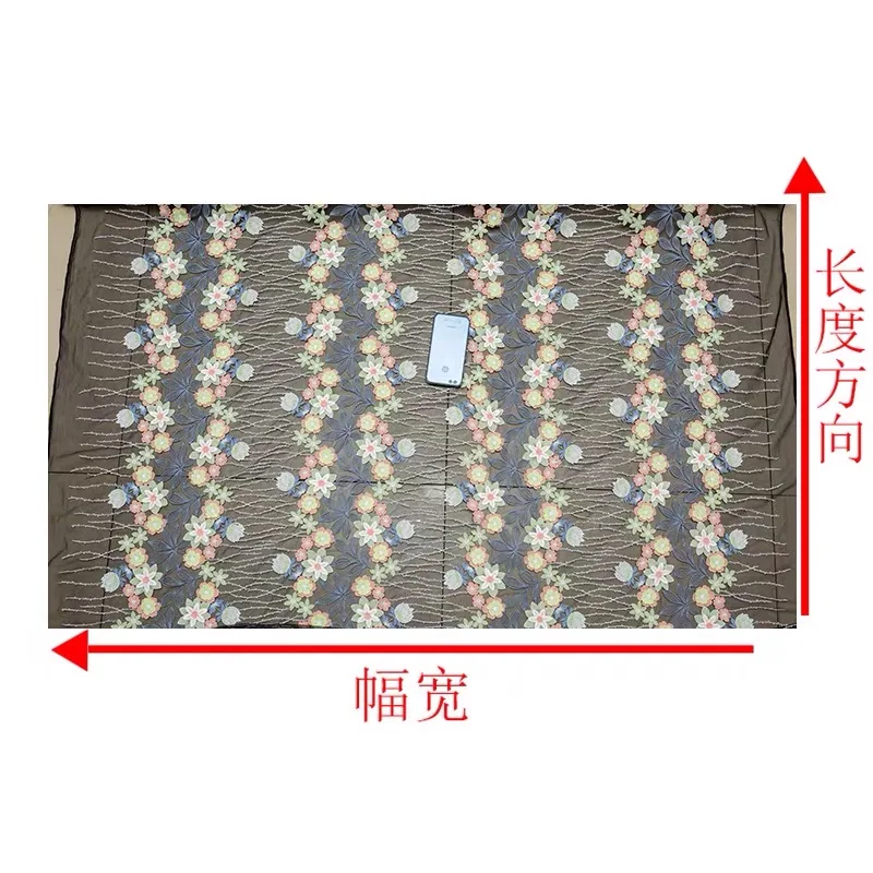 

heavy embroidered lace fabric with 3D flower deluxe embroidery mesh lace fabric Blue leaves tulle