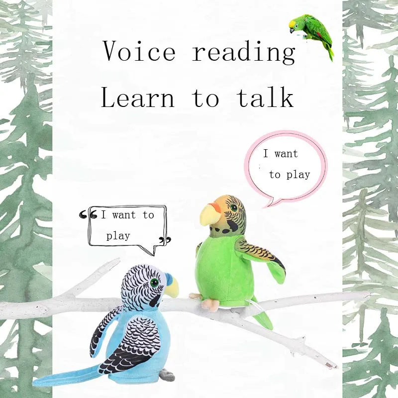 Электрическая говорящая плюшевая игрушка милые хлопки крылья Забавный Попугай