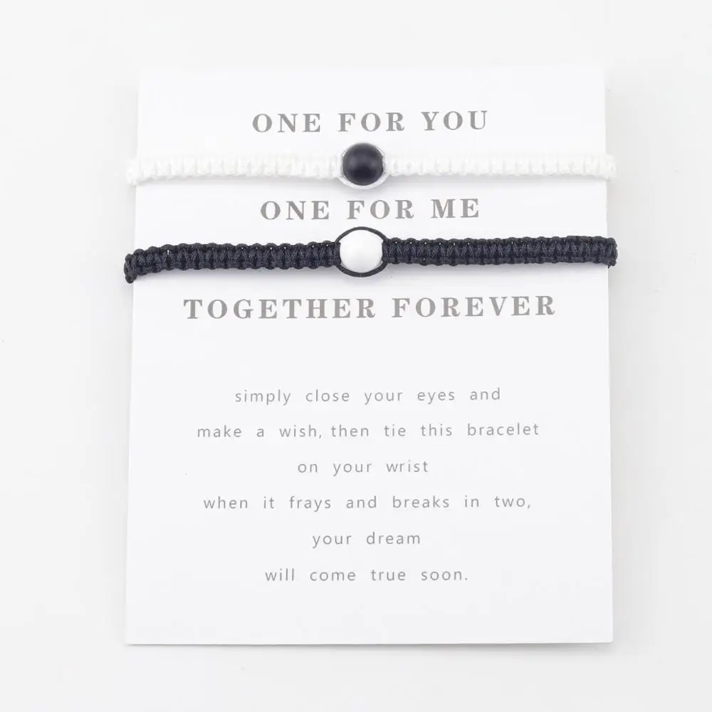 2 шт./компл. женский браслет Yin Yang с пожеланиями ручной работы из натурального