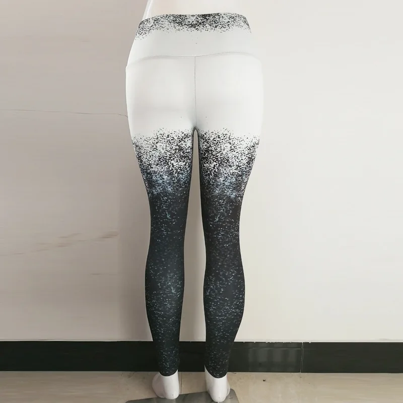 

Black and white gradual digital printing body high waist exercise lady pants underpants leggings