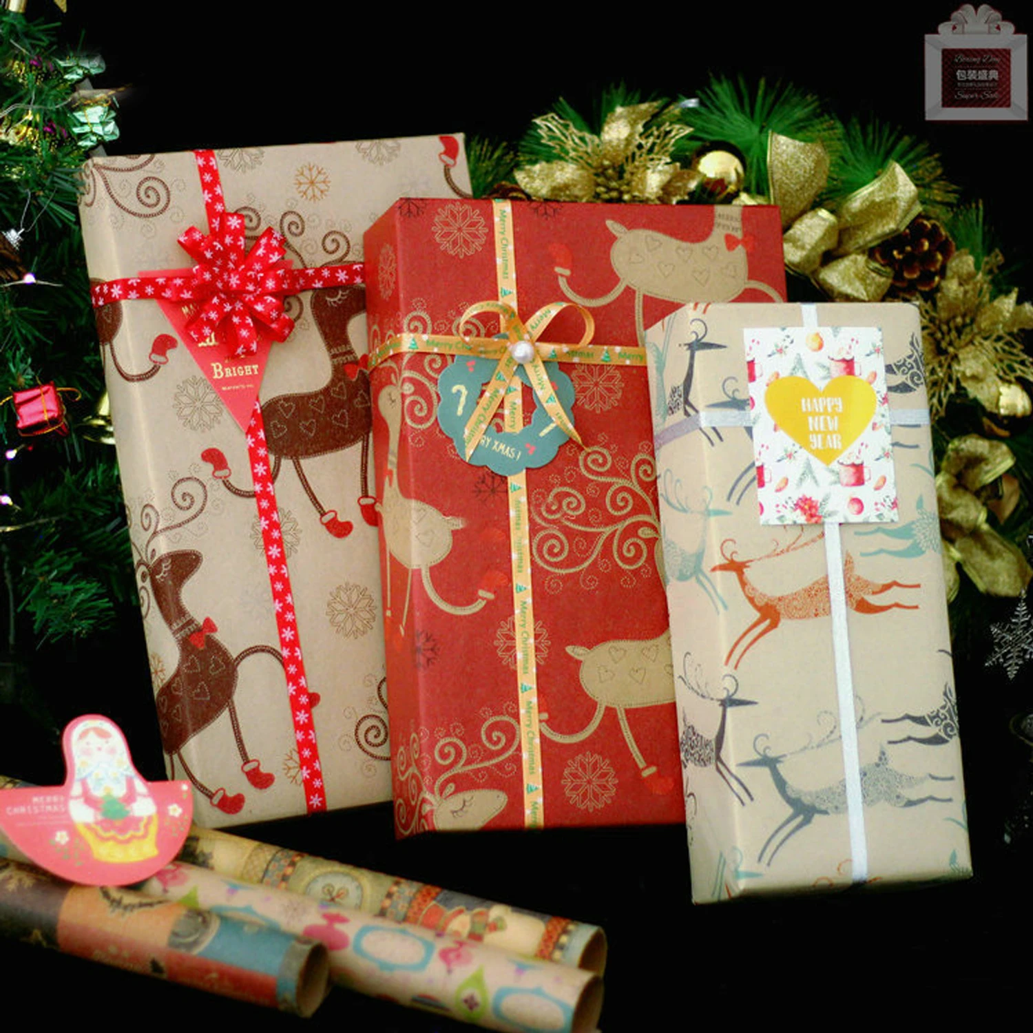 Behogar 10 рулон для упаковки подарков Упаковочная бумага дома Рождество День