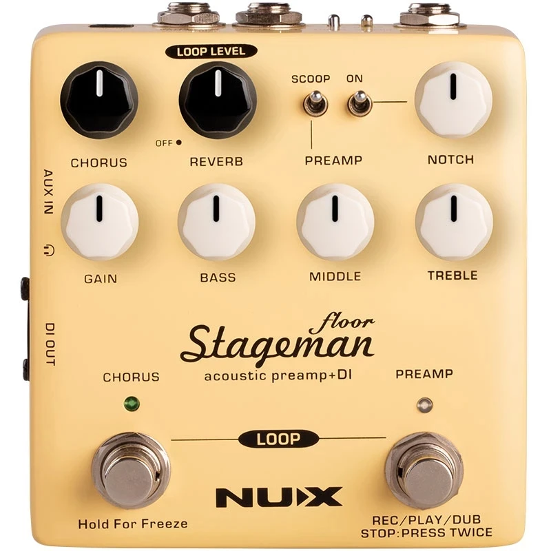 

Напольная акустическая педаль для гитары NUX Stageman, педаль для создания эффектов с хором, ревербератором, замерзанием 60s, петля для гитары, скр...
