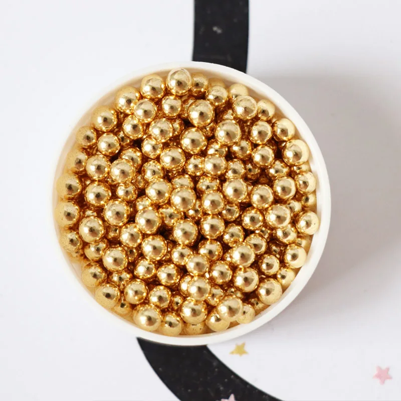 Золотой шарик 100 г 4/7 мм Свадебный съедобный брызговик для торта жемчужные