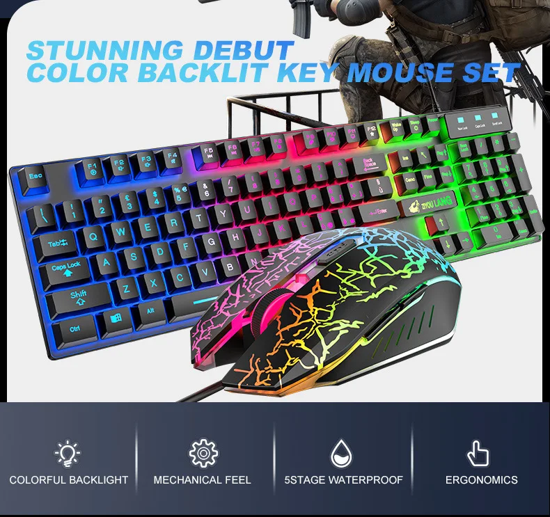 

Italian Keyboard Light Key Mouse Set Gamer Keyboard for Notebook Gaming Mouse for Computer Mechanical Keyboards Replacement Mice