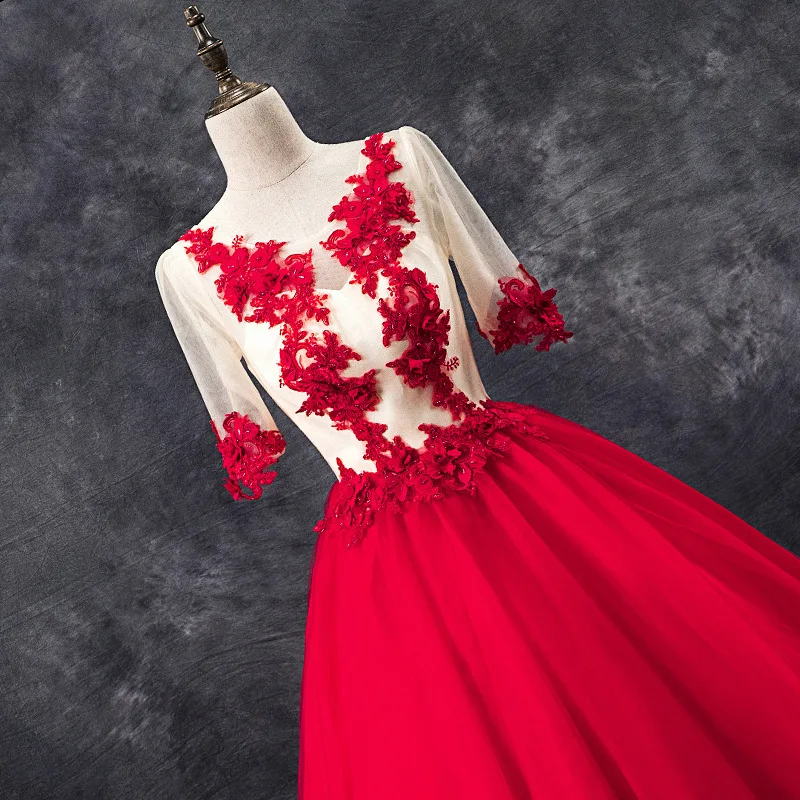 Элегантное платье Quinceanera размера плюс с круглым вырезом модное коротким рукавом