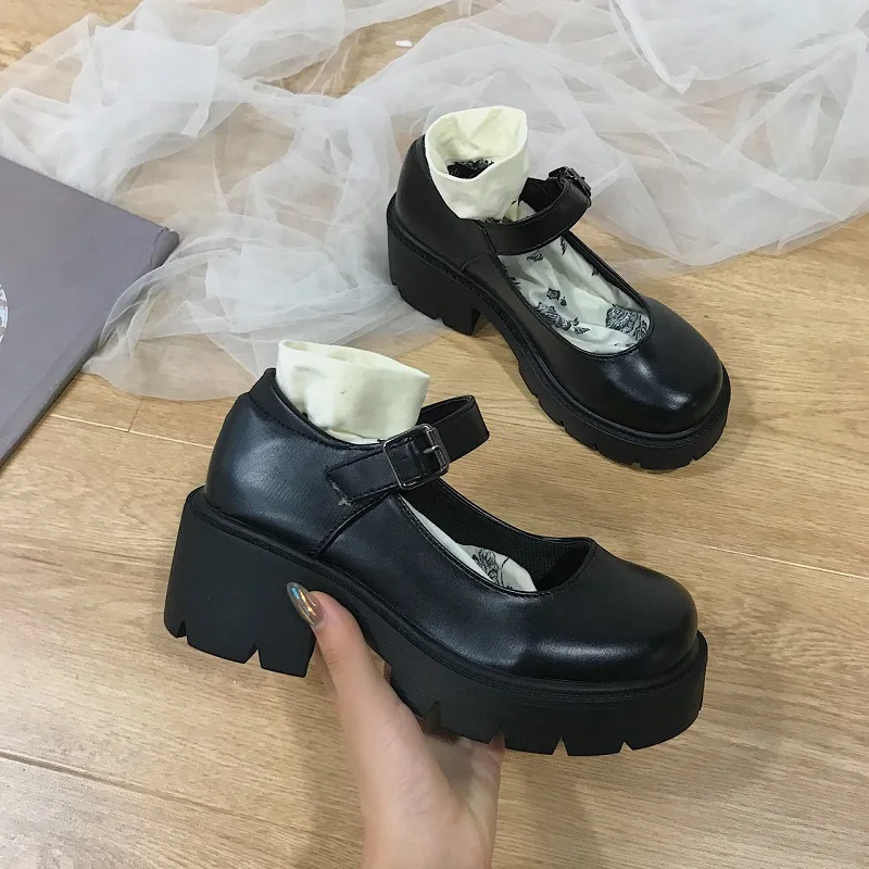 

Small Leather Shoes Women 2020 Spring Models Mary Shoes Women's Japanese High Heels Retro Platform Shoes Women