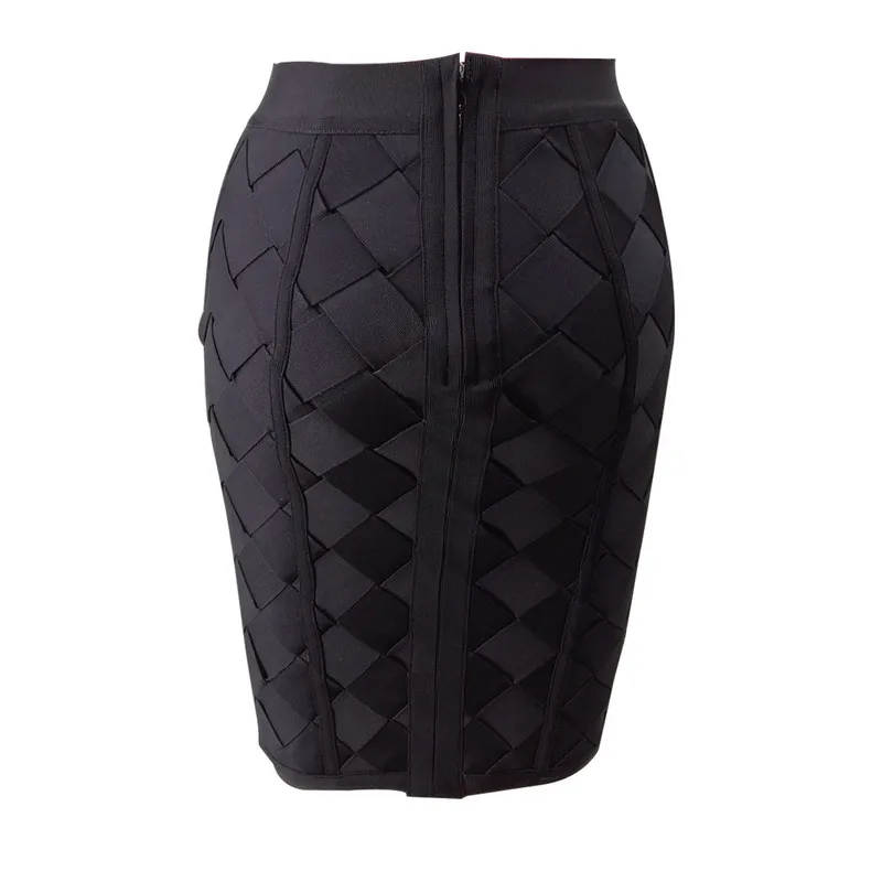 

Sale High Quality Women Summer Skirt Sexy Weaving Black Beige Rayon Bandage Skirt Women Designer Elegant Bodycon Pencil Skirts