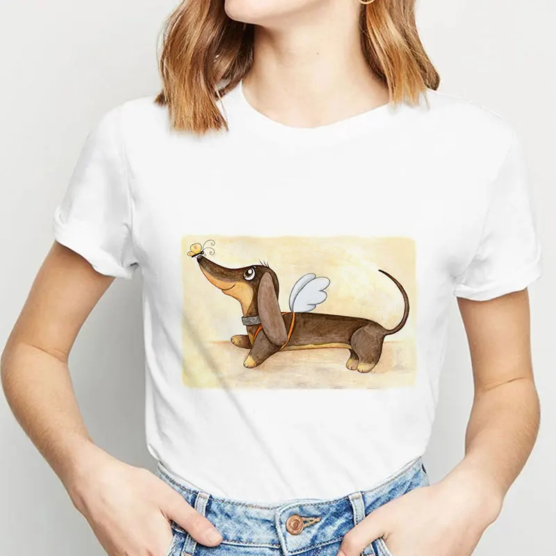 

ZOGANKIN Dachshund смешная футболка для женщин Harajuku милая собака и кошка летняя новая модная футболка для девочек топы