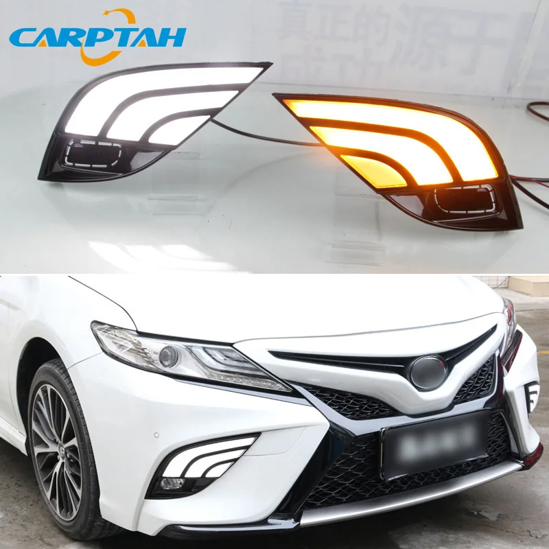 Светодиодный дневной светильник для Toyota Camry SE 2018 2019 Водонепроницаемый 12V желтый