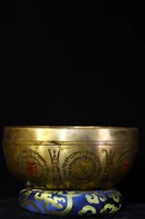 10tibet temple collection old bronze gilt tracing longevity buddha eight treasures bowl sound bowl town house exorcism