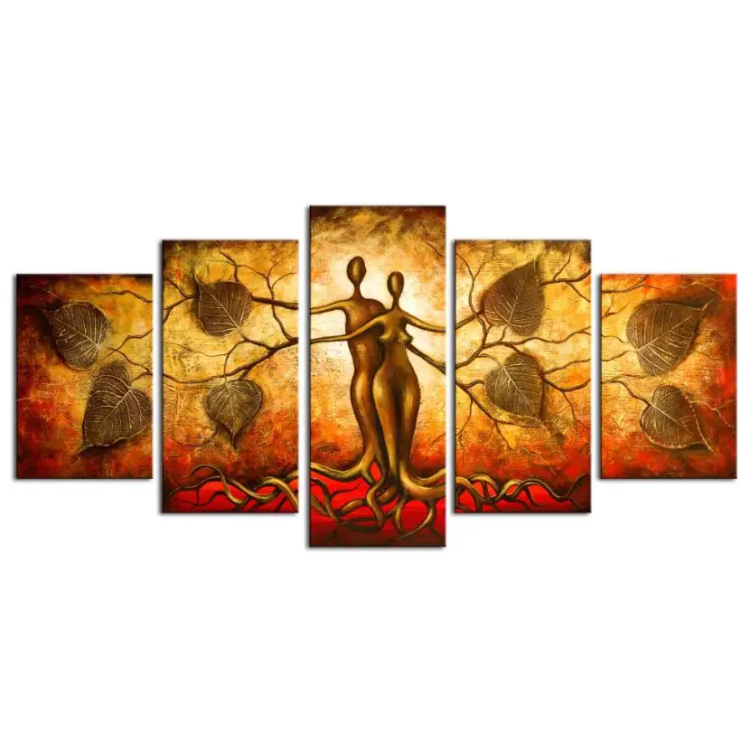

2019 5pcs/set Modern Abstract Love Tree Art Oil Painting Print on Canvas Home Decor Canvas Painting Picture No Frame